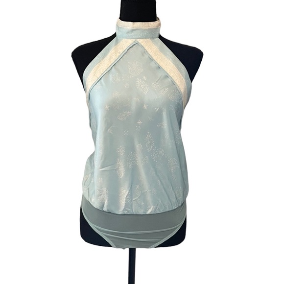 Free People 1 Thing Bandana Bodysuit Light Blue Combo NWOT - Picture 4 of 10